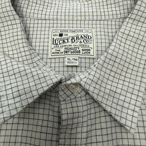 Lucky Brand shirt men's XL preppy plaid classic‎ beachy coastal nautical work - Picture 10 of 13